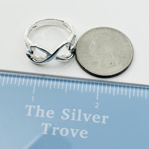 Size 7.5 Tiffany Eternal Infinity Loving Hearts Ring Band Paloma Picasso Silver - Picture 7 of 7